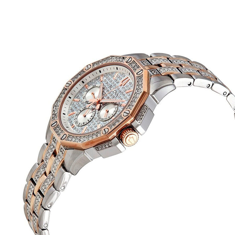 Bulova Octova Crystal Silver Dial Two Tone Steel Strap Watch for Men - 98C133