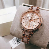 Michael Kors Sofie Chronograph Rose Gold Dial Rose Gold Steel Strap Watch For Women - MK6560