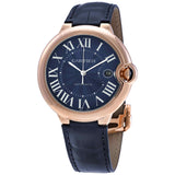 Cartier Ballon Bleu De Cartier Blue Dial Blue Leather Strap Watch for Men - WGBB0036