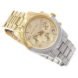 Michael Kors Runway Chronograph Gold Dial Two Tone Steel Strap Watch For Women - MK7329