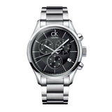 Calvin Klein City Chronograph Black Dial Silver Steel Strap Watch for Men - K2G27143