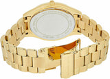 Michael Kors Slim Runway Green Dial Gold Steel Strap Watch for Women - MK3435