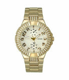 Guess Mini Prism Diamonds White Dial Gold Steel Strap Watch for Women - W15072L1