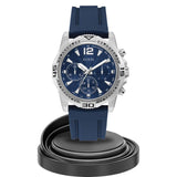 Guess Commander Blue Dial Blue Rubber Strap Watch for Men - GW0211G1