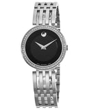 Movado Esperanza 63 Diamonds Black Dial Silver Steel Strap Watch For Women - 0607052