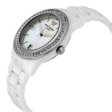 Emporio Armani Ceramica White Mother of Pearl Dial Stainless Steel Strap Watch For Women - AR1426