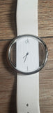 Calvin Klein Glam Transparent Dial White Leather Strap Watch for Women - K9423101