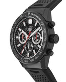 Tag Heuer Carrera Automatic Chronograph Black Dial Black Rubber Strap Watch for Men - CBG2A90.FT6173