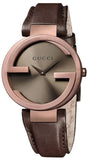 Gucci Interlocking Brown Dial Brown Leather Strap Watch For Women - YA133309