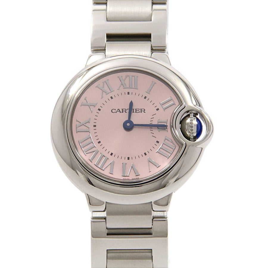 Cartier Ballon Bleu de Cartier Pink Dial Silver Steel Strap Watch for Women - W6920038