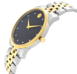 Movado Museum Classic Black Dial Two Tone Steel Strap Watch For Men - 0606879