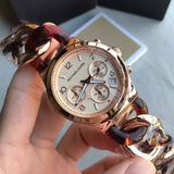 Michael Kors Runway Rose Gold Dial Two Tone Steel Strap Watch for Women - MK4269