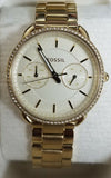 Fossil Tailor Gold Dial Gold Steel Strap Watch for Women - ES4263