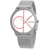 Calvin Klein Minimal White Dial Silver Mesh Bracelet Watch for Men - K3M51152