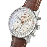 Breitling Navitimer B01 Chronograph 41 White Dial Brown Leather Strap Watch for Men - AB0139211G1P1