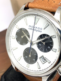 Movado Heritage Calendoplan Chronograph White Dial Brown Leather Strap Watch for Men - 3650008