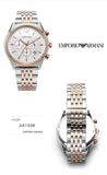 Emporio Armani Zeta Chronograph Quartz White Dial Two Tone Steel Strap Watch For Men - AR1998