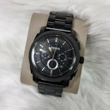 Fossil Machine Chronograph Black Dial Black Steel Strap Watch for Men - FS4552