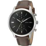 Fossil Townsman Chronograph Black Dial Brown Leather Strap Watch for Men  - FS5280