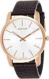 Calvin Klein City Silver Dial Brown Leather Strap Watch For Men - K2G21629