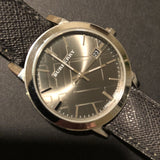 Burberry The City Grey Dial Black Leather Strap Watch for Men - BU9030