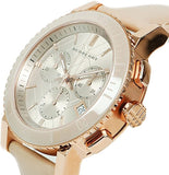 Burberry Chronograph Rose Gold Dial Beige Leather Strap Watch for Women - BU9704