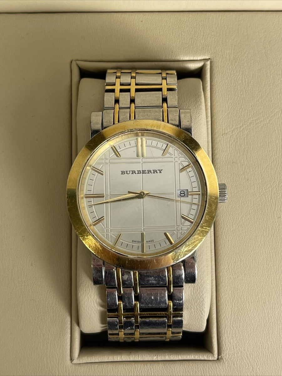 Burberry Heritage White Dial Two Tone Stainless Steel Strap Watch for Men - BU1358