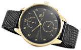 Tommy Hilfiger Chase Quartz Black Dial Black Mesh Bracelet Watch for Men - 1791580