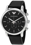 Emporio Armani Luigi Chronograph Black Dial Black Leather Watch For Men - AR1828