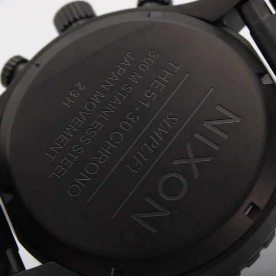 Nixon 51-30 Chrono Black Dial Black Steel Strap Watch for Men - A083-1042