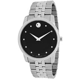 Movado Museum Black Dial Silver Steel Strap Watch For Men - 606878