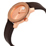 Movado Bold Rose Gold Dial Brown Leather Strap Watch For Women - 3600438