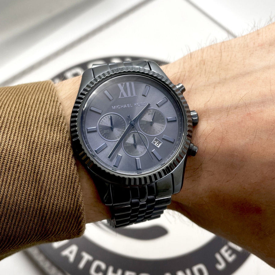 Michael Kors Lexington Chronograph Blue Dial Blue Steel Strap Watch for Men - MK8480