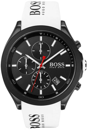 Hugo Boss Velocity Black Dial White Rubber Strap Watch for Men - 1513718