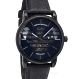 Emporio Armani Meccanico Quartz Black Dial Black Leather Strap Watch For Men - AR60032