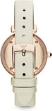 Emporio Armani Gianni T Bar Light Brown Dial White Leather Strap Watch For Women - AR1769