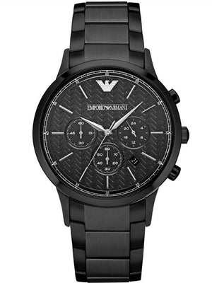 Emporio Armani Dress Chronograph Quartz Black Dial Black Stainless Steel Strap Watch For Men - AR2485