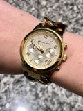 Michael Kors Runway Gold Dial Two Tone Steel Strap Watch for Women - MK4222