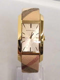 Burberry Nova Gold Tone Square Dial Leather Strap Watch for Women - BU1582