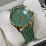 Gucci G Timeless Quartz Green Dial Green Leather Strap Watch For Women - YA1264099