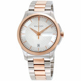 Gucci G Timeless Silver Dial Two Tone Steel Strap Watch For Men - YA126473