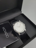 Movado Museum Quartz Silver Dial Black Leather Strap Watch For Men - 2100001