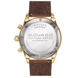 Movado Heritage 42mm Chronograph Green Dial Brown Leather Strap Watch For Men - 3650062