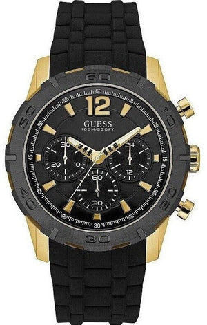 Guess Caliber Chronograph Black Dial Black Rubber Strap Watch for Men - W0864G3