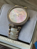 Michael Kors Parker Mother of Pearl Pink Dial Two Tone Steel Strap Watch for Women - MK6492