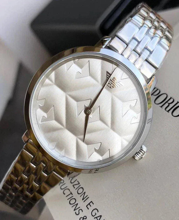 Emporio Armani Modern Silver Dial Silver Steel Strap Watch for Women - AR11213