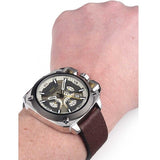 Diesel BAMF Chronograph Beige Dial Brown Leather Strap Watch For Men - DZ7343