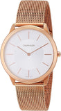 Calvin Klein Minimal White Dial Rose Gold Mesh Bracelet Watch for Men - K3M21626