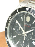 Movado Series 800 Chronograph Black Dial Silver Steel Strap Watch For Men - 2600142