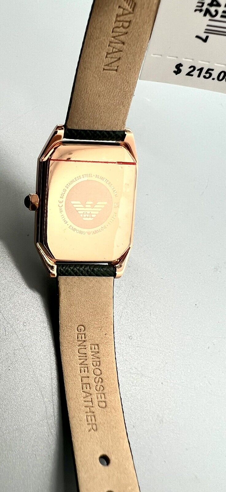 Emporio Armani Gioia Analog Black Mother of Pearl Dial Green Leather Strap Watch For Women - AR11149